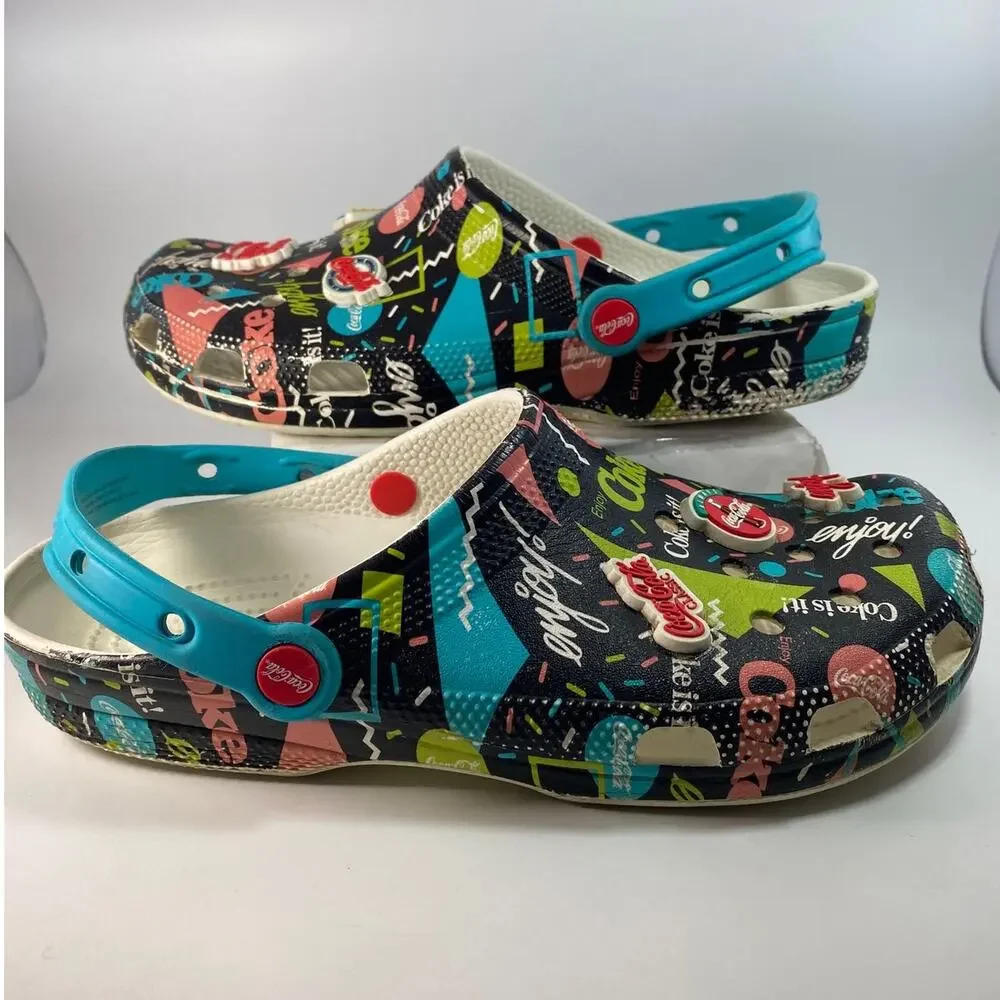 Crocs Classic Clog Coca-Cola 90s Retro Black Multi Men's Size 10 / Women's 12